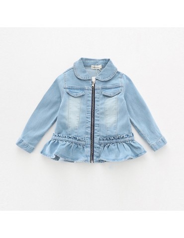 Ruffles Girls Denim Coat Kids Fancy Outerwear Jackets