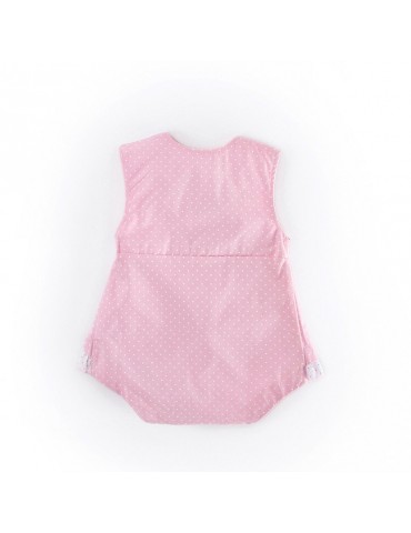 Pink Sweet Flower Decor Cotton Baby Girls Jumpsuit For 6-24M