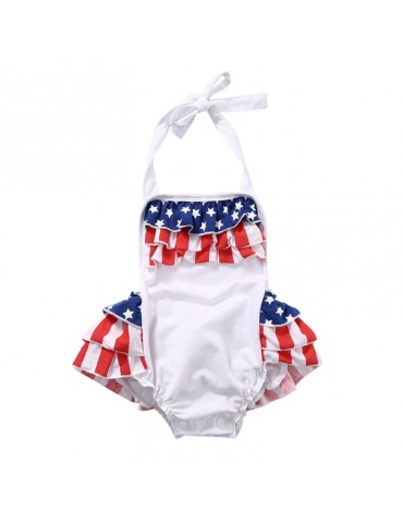 Cute Flag Pattern Backless Strap Baby Rompers For 0-24M