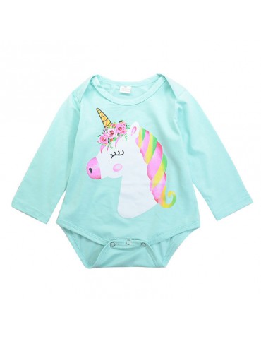 Animal Pattern Cute Girls Long Sleeve Romper For 0-24M