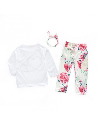 3Pcs Floral Baby Girls Long Sleeve Sets For 0-24M