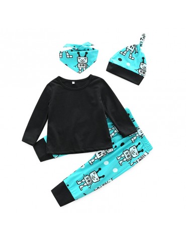 4Pcs Cartoon Baby Infant Girls Long Sleeve Set For 0-2Years