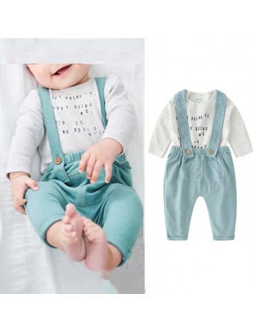 2Pcs Baby Romper + Suspender Pants Sets For 0-24M