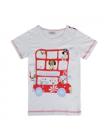 Lovely Bus Baby Children Boy Pure Cotton Short Sleeve T-shirt