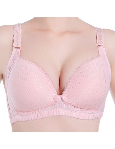 Functional Front Button Wireless Maternity Gather Nursing Bra