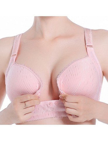 Functional Front Button Wireless Maternity Gather Nursing Bra