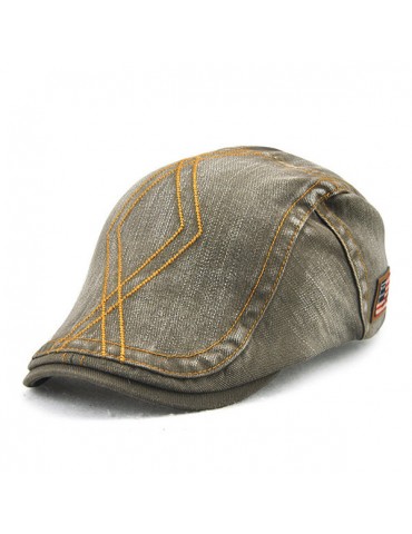 Mens Unisex Vintage Washed Cotton Berets Hat Leisure Breathable Visor Curved Brim Flat Caps