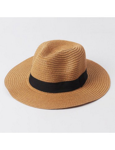 Men Straw Breathable Pure Color Sunshade Fashion Durable Outdoor Bucket Cap