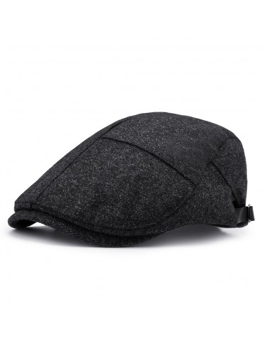 Mens Winter Thicken Warm Cotton Beret Cap Adjustable Vogue Casual Solid Forward Hat