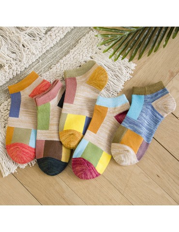 Men Warm Color Matching Cotton Socks Casual Soft Breathable Good Elastic Tube Socks