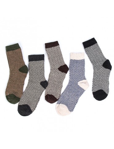 Mens Winter Warm Wool Socks Vintage Vogue Casual Comfortable Middle Tube Socks A Box