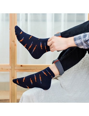 Mens Fashion Vogue Cotton Stripe Socks Casual Comfortable Soft Skin-friendly Middle Tube Socks