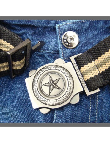 120cm Men Automatic Buckle Casual Outdoor Canvas Belt Thickening Alloy Buckle Pants Strip