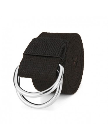 Double Loop Belt Buckle Women Canvas Waist Belt With Adjustable Band