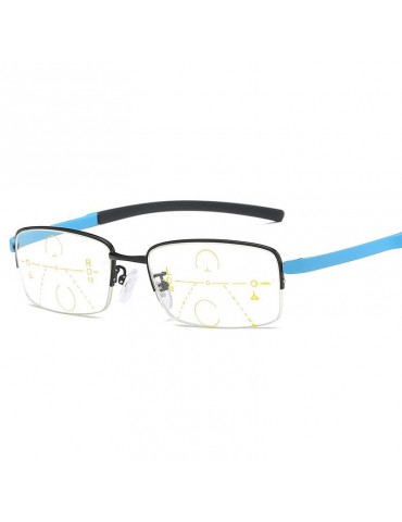 Unisex Light Metal Resin Multi-focus Anti-fatigue Vogue Computer Square Reading Glasses