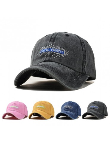 Unisex Embroidery Pattern Washed Denim Baseball Cap Classic Breathable Outdoor Sunshade Hat