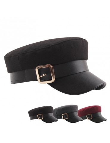 Womens Wild Metal Belt Felt Retro Style Warm Windproof Beret Cap Outdoor Sun Hat