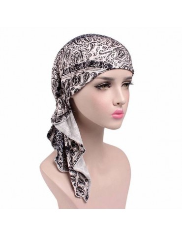 Women Printing Good Elastic Cotton Hat Vintage Turban Gardening Beanie Cap