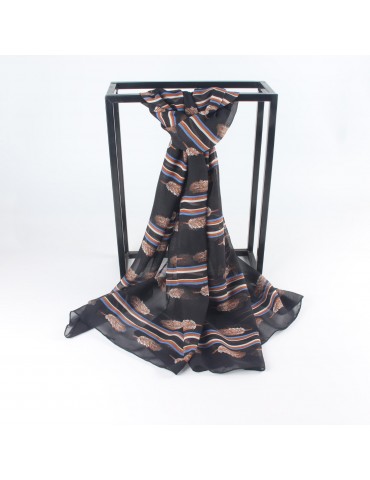 Women Summer Thin Chiffon Beach Scarf Glossy Silk With Beautiful Pattern Shawl