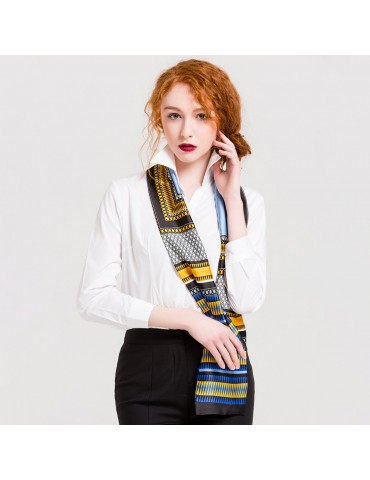 Womens Business Silk Scarves Graphic Print Neckerchief Satin Hair Scarf Wrap Headscarf Female Ties