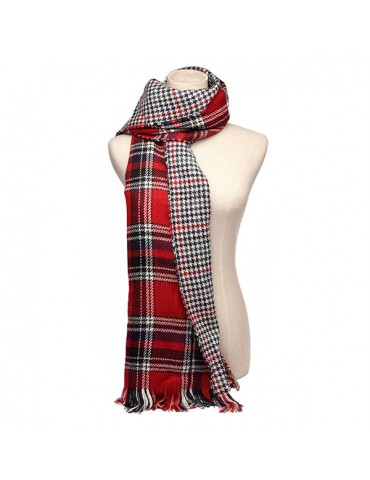 Women Colorful Plaid Double Faced Knitted Tweed Scarf Shawl