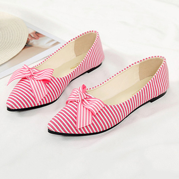 Cloth Striped Loafers For Women